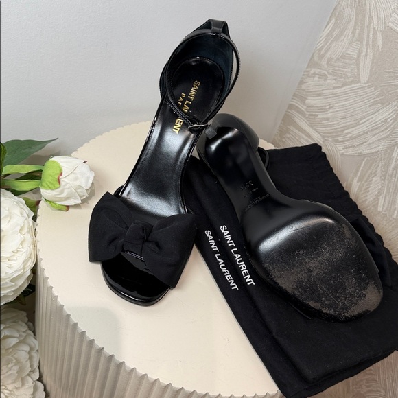Saint Laurent Black Bow Detail Women's Heels - Picture 4 of 5